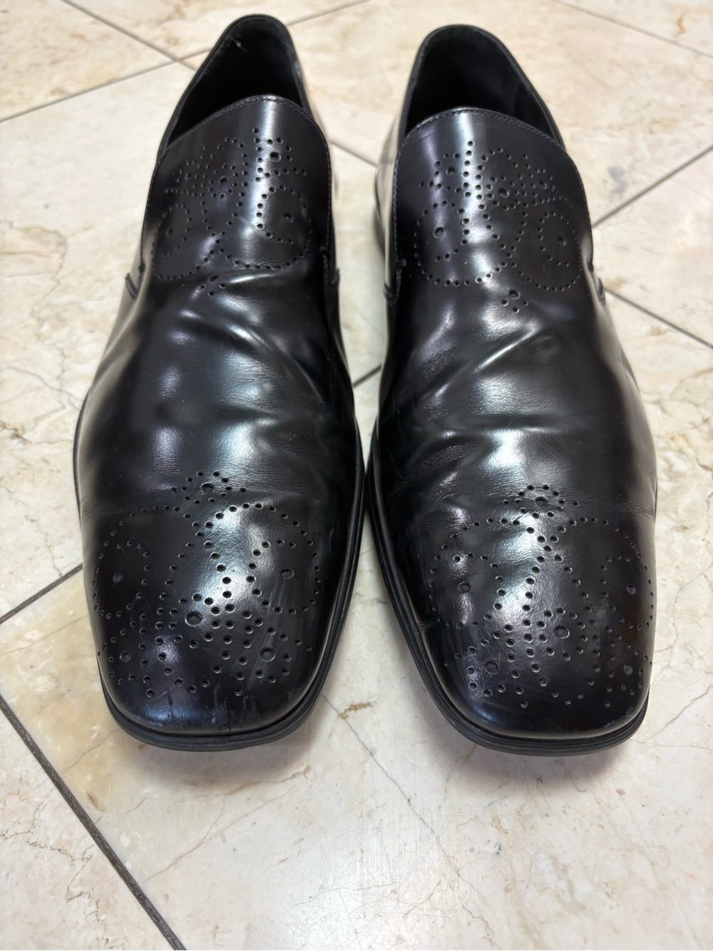 Prada Men's Black Leather Slip-On Dress Shoes